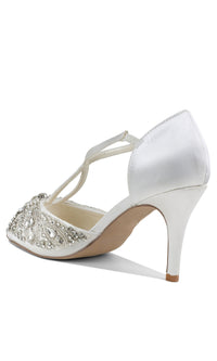 Elin Ivory Satin Prom Shoes: Paradox London P2204