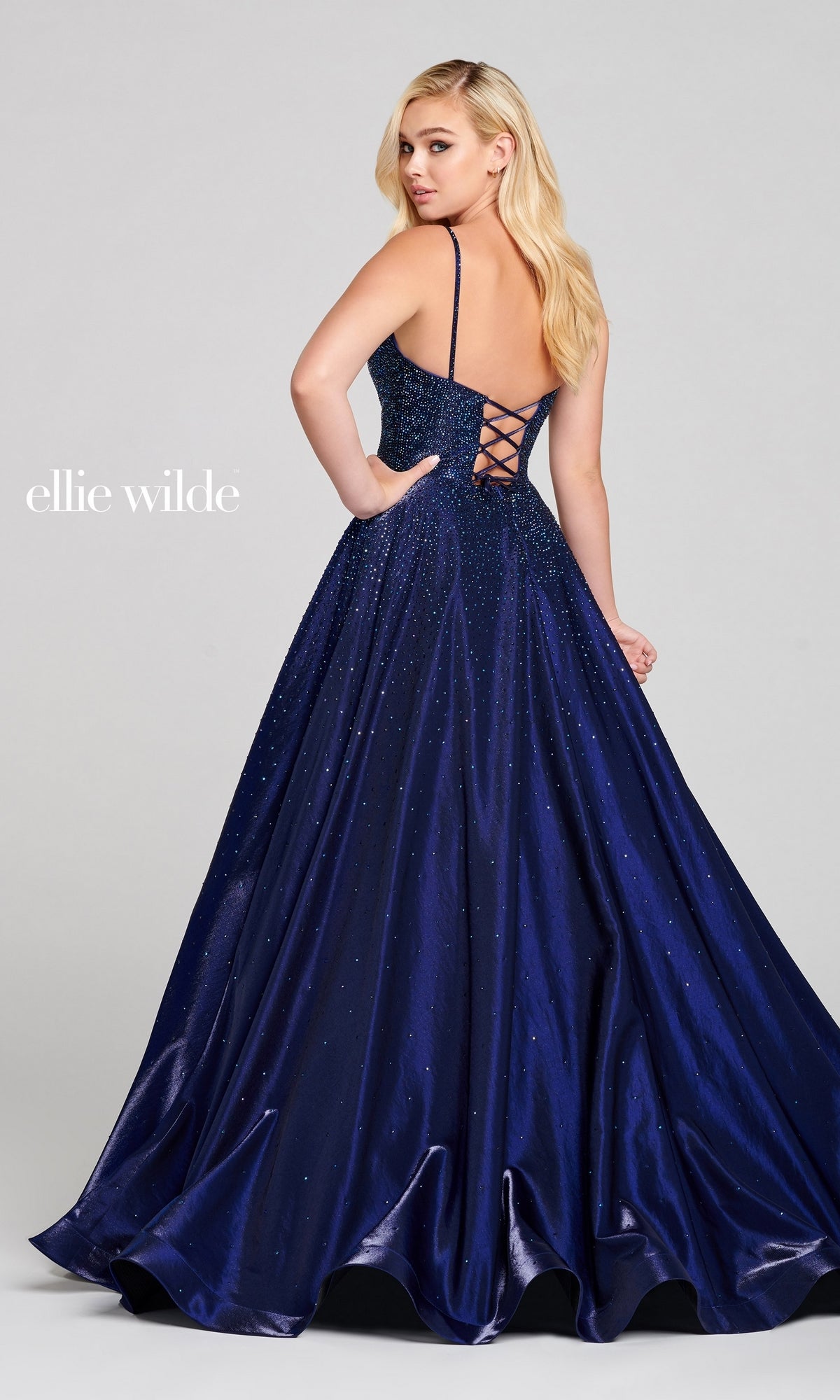 Long Beaded Prom Ball Gown: Ellie Wilde Ew121005