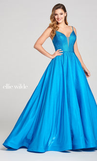 Long Beaded Prom Ball Gown: Ellie Wilde Ew121005