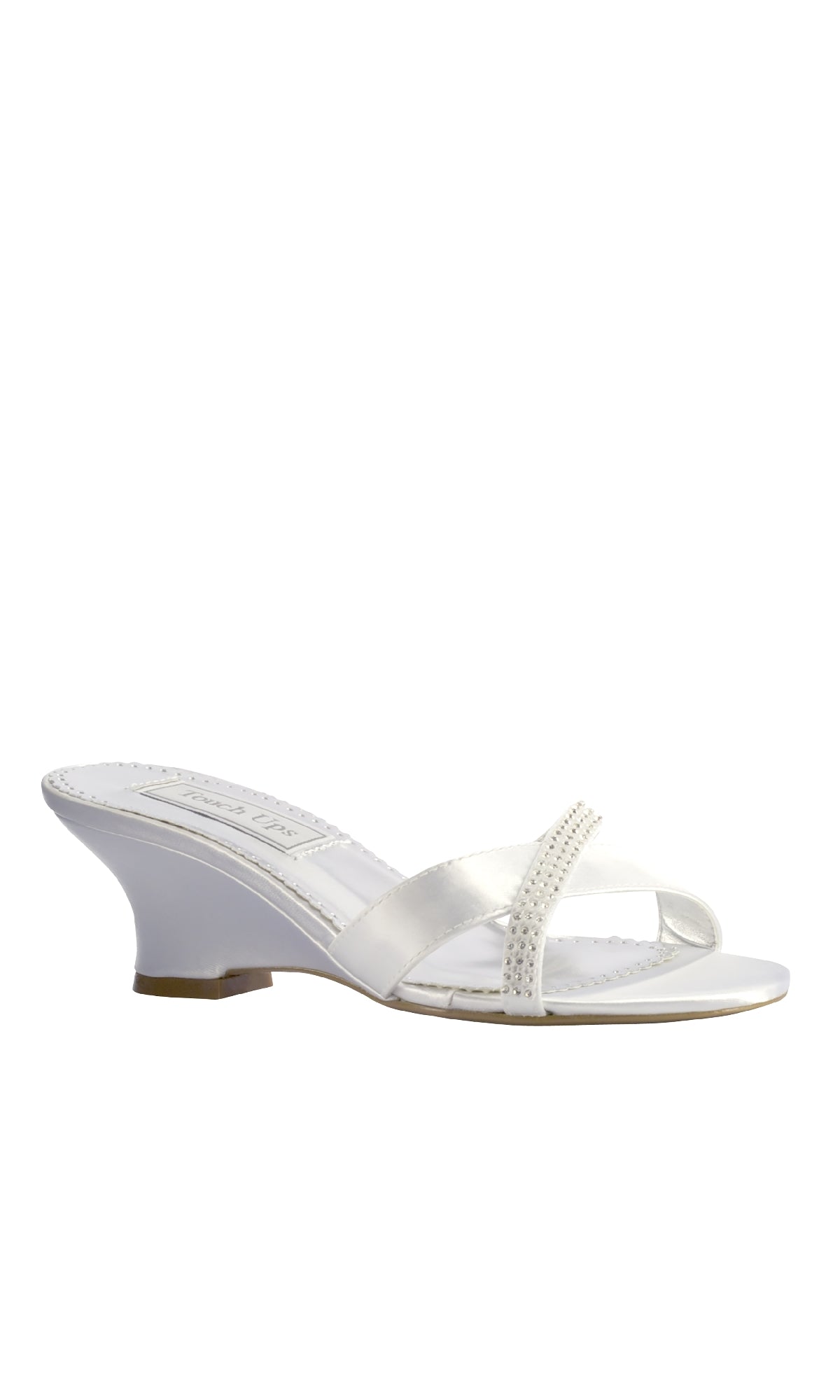 Flair White Satin Wedge Prom Shoes: Dyeables 4097