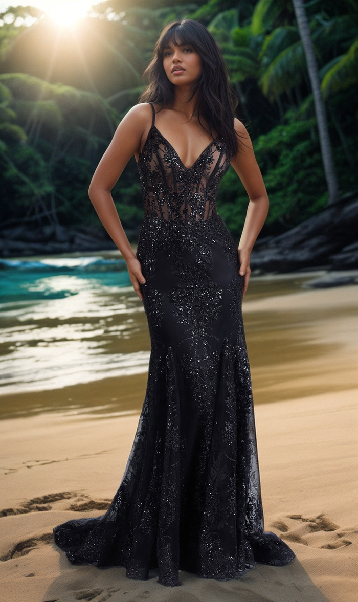 BUY ONLINE IN INDIA, Black Sequin High Low dress