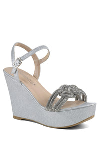 Gemini Silver Glitter Wedge Prom Shoes: Touch Ups 4649