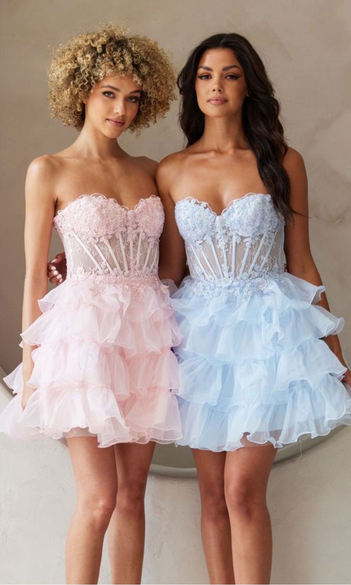 Short Ruffle Strapless Babydoll Hoco Dress BZ9032S