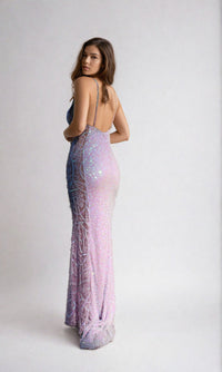 Aleta Sheer-Side Backless Sequin Prom Dress 1121