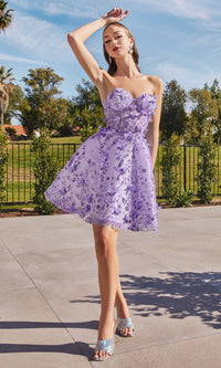 Puff-Sleeve Short Strapless Homecoming Dress KV1089