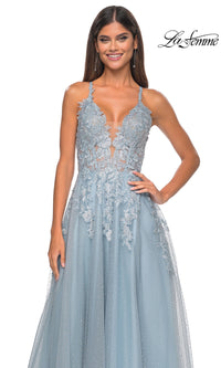 La Femme Lace-Embroidered Long Prom Dress 32147