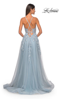 La Femme Lace-Embroidered Long Prom Dress 32147