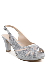 Linda Silver Glitter Prom Shoes: Paradox London P2234