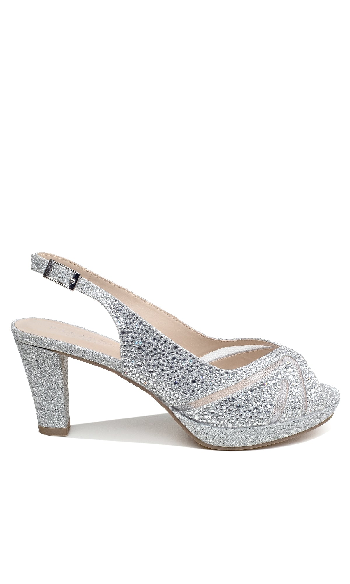 Linda Silver Glitter Prom Shoes: Paradox London P2234