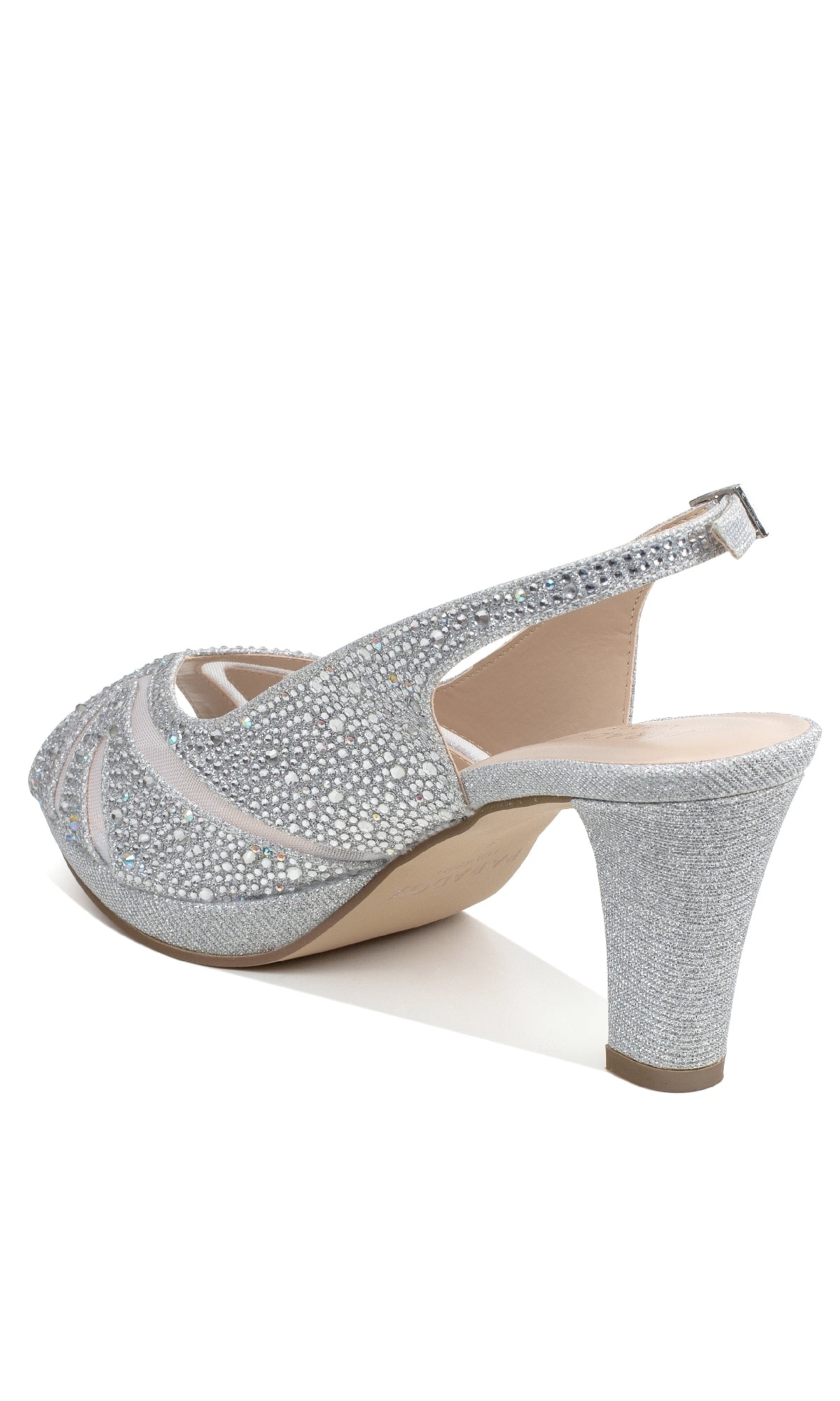 Linda Silver Glitter Prom Shoes: Paradox London P2234