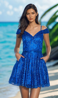 Cold-Shoulder Glitter Homecoming Dress 9198