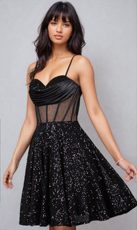 Cowl-Neck Short Sequin Homecoming Dress 8126J