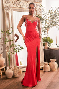 Tight Long Corset Prom Dress: Ladivine OC021