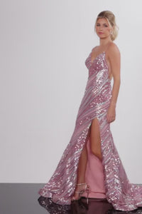 Jovani Backless Sequin-Print Long Prom Dress 22364