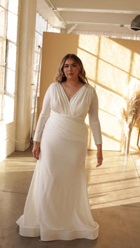 Plus-Size Long Off-White Formal Dress CD0169C