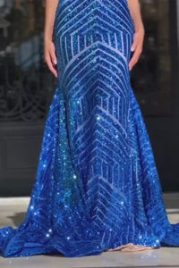 Jovani Prom Dress with Striped Sequin Pattern