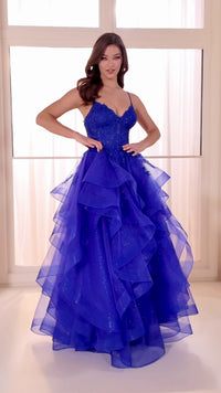 Glitter Tulle Prom Ball Gown: Ellie Wilde EW36203