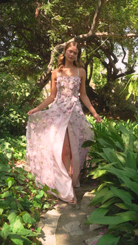 Backless Floral Long Pastel A-Line Prom Dress A1138