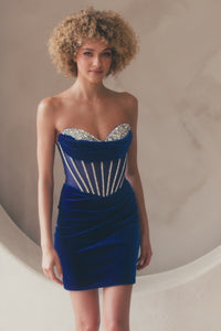 Strapless Short Velvet Homecoming Dress 5056S