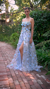 Backless Floral Long Pastel A-Line Prom Dress A1138