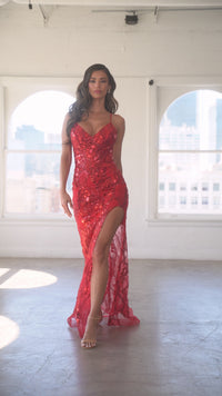 Embellished Long Prom Dress with High Slit CC2292