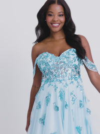 Faviana Off-Shoulder Long A-Line Prom Dress 11059