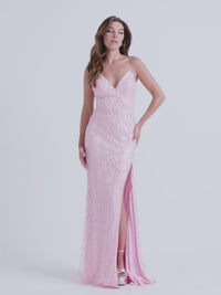 Glitter Faviana Long Strappy-Back Prom Dress 11084