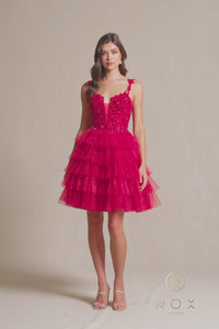 Glitter Babydoll Homecoming Dress: Nox Anabel E904