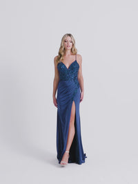 Sequin-Applique Faviana Long Prom Dress 11018