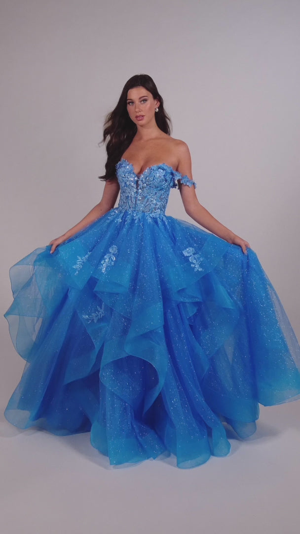 Lace Applique Quinceanera Dresses for Women Ball Gown Prom Sweet 16 Dress  Open Back Tulle Long Bahama Blue 2 : : Clothing, Shoes &  Accessories