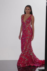 Jovani Sequin Prom Dress with Plunging Neckline