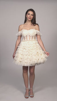 Dave and Johnny Short Ruffled Hoco Dress 11754