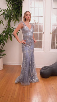 Long Glitter Mermaid Prom Dress with Feathers C57