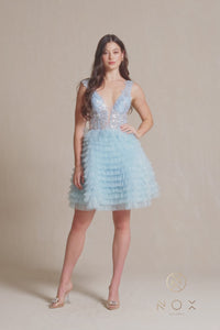 Short Babydoll Homecoming Dress: Nox Anabel R883