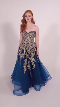 Colette Strapless Sweetheart Prom Ball Gown CL5136