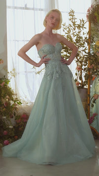 Strapless Long Prom Ball Gown: Andrea & Leo A1387