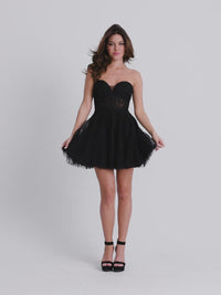 Short Black Lace Homecoming Dress: Faviana 11120