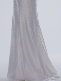 Long Stretch-Satin Beaded Prom Dress by Faviana