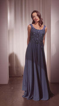 Shoulder Sash Long Formal Dress: Ladivine CDS509