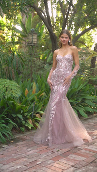 Strapless Mauve Pink Long Mermaid Prom Dress A1157