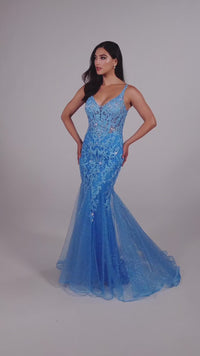 V-Back Ellie Wilde Mermaid Prom Dress EW35227