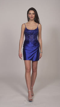 Dave & Johnny Short Royal Blue Hoco Dress 11902