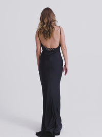 Cowl-Back Faviana Long Black Prom Dress 11072