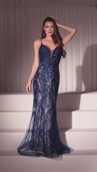 Tight Long Beaded Prom Dress: Ladivine CD795