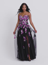 Faviana Long Black Strapless Prom Dress 11028