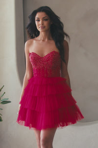 Strapless Short Ruffled A-Line Hoco Dress BZ9999S