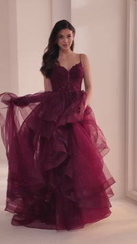 Glitter Tulle Prom Ball Gown: Ellie Wilde EW36203