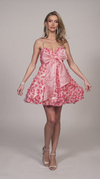 Dave and Johnny Short Pink Ruffle Hoco Dress 11769