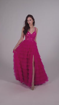 Tiered Ellie Wilde EW35059 Designer Ball Gown