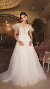 Ladivine White A-Line Wedding Dress A1070W